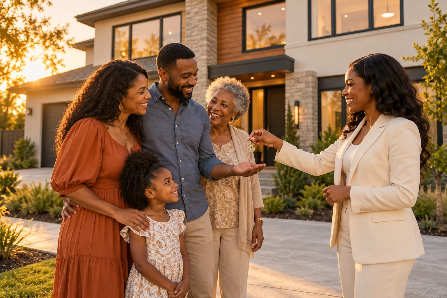Family receiving the keys to a new home