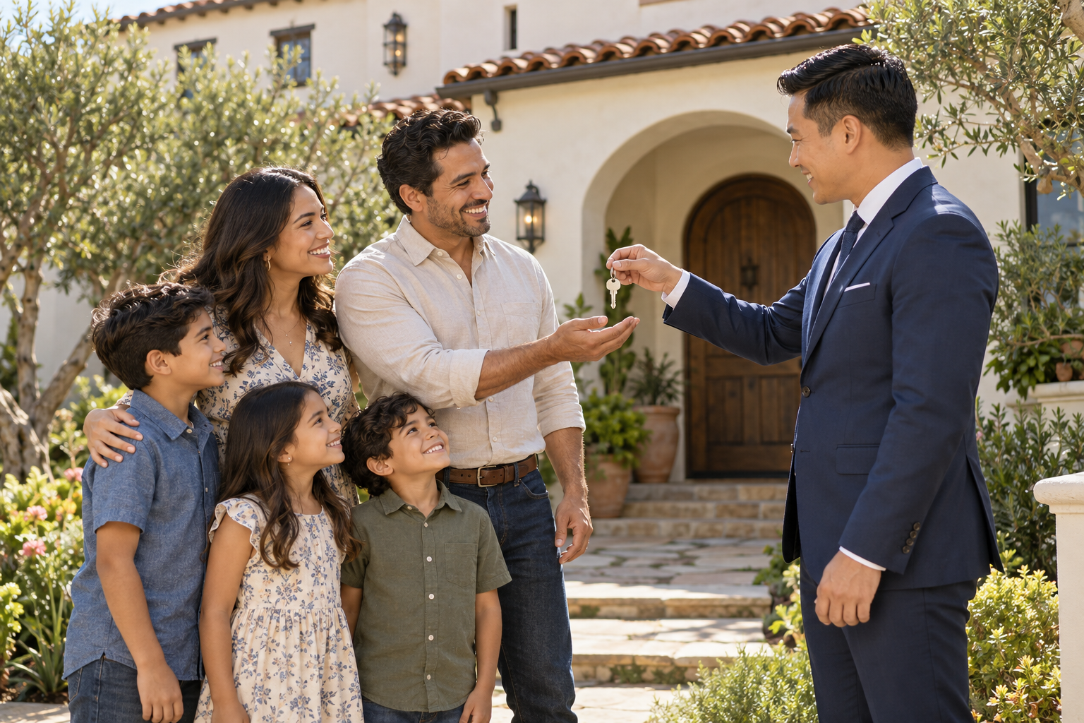 Family celebrating a home purchase